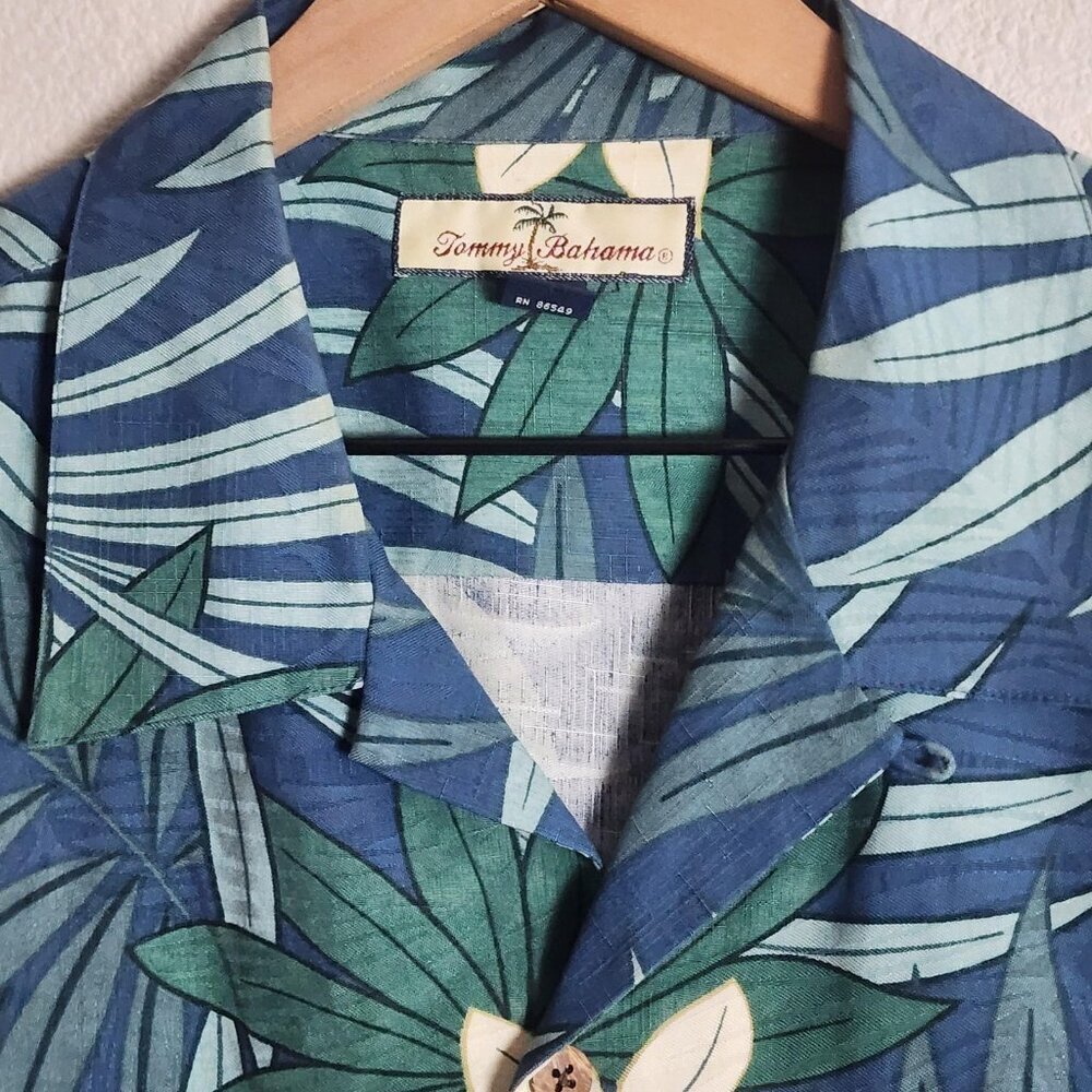 Tommy Bahama Shirt Mens Large Blue Silk Hawaiian Camp Floral Short Sleeve Relax - Picture 4 of 11